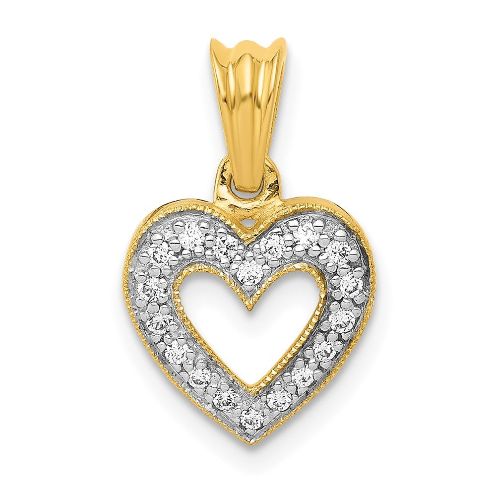 14k Yellow Gold 1/10 carat Diamond Heart Pendant