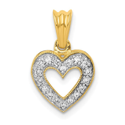 14k Yellow Gold 1/10 carat Diamond Heart Pendant