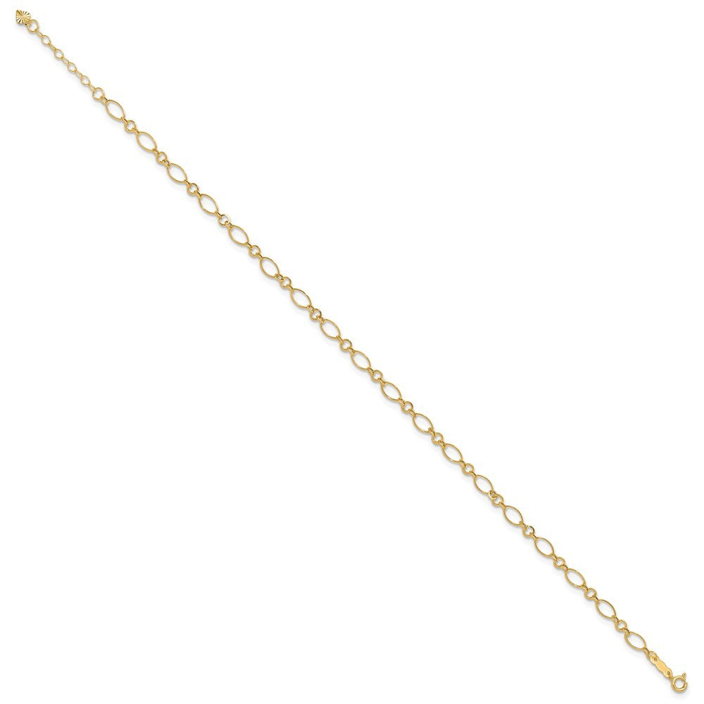 14k Yellow Gold Fancy Figaro Link 10" Anklet