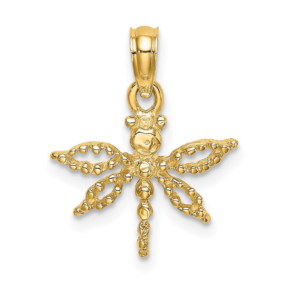 14k Yellow Gold 2-D Mini Dragonfly with Cut-out Wings Charm