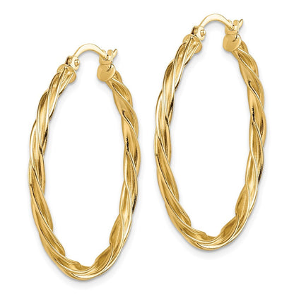 14k Yellow Gold Polished 2.5mm Twisted Hoop Earrings