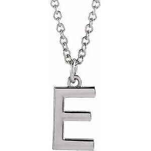 14k White Gold Initial E Dangle 18" Necklace Gift for Women