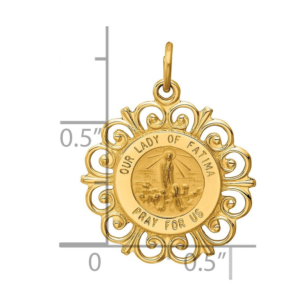 14k Yellow Gold Our Lady of Fatima Medal Pendant for Women