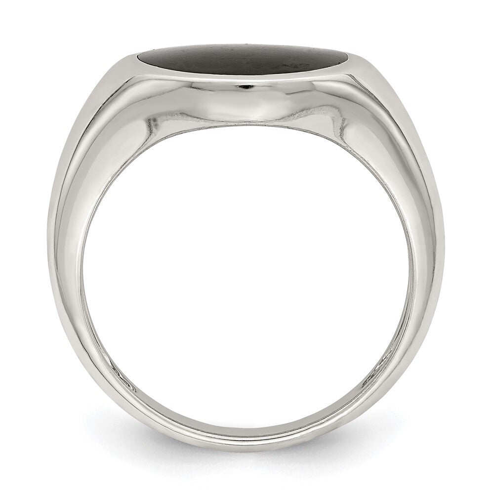 Sterling Silver Onyx Inlay Ring Size 8