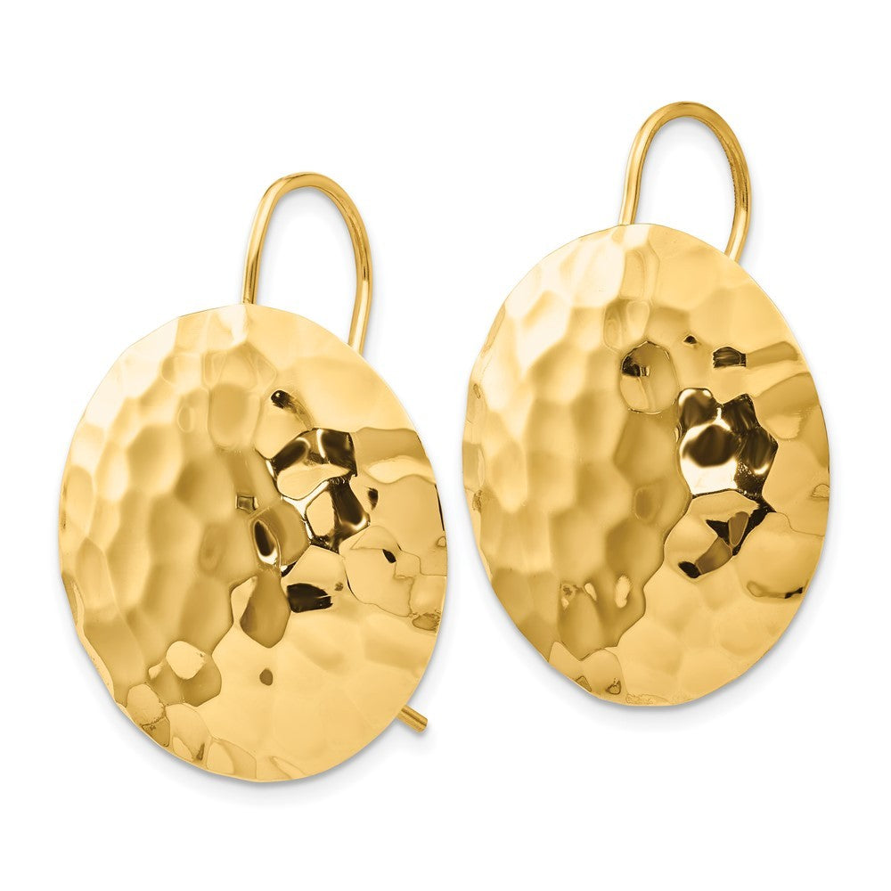 14k Yellow Gold Hammered Circle Earrings