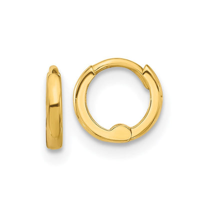 14k Yellow Gold Polished 1.45x7.5mm Hinged Huggie Hoop Earrings Gift for Women