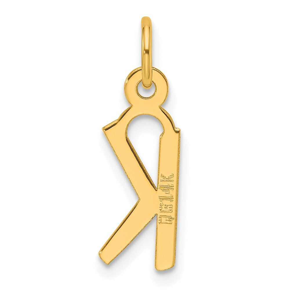 14k Yellow Gold Slanted Block Letter K Initial Charm Pendant for Women