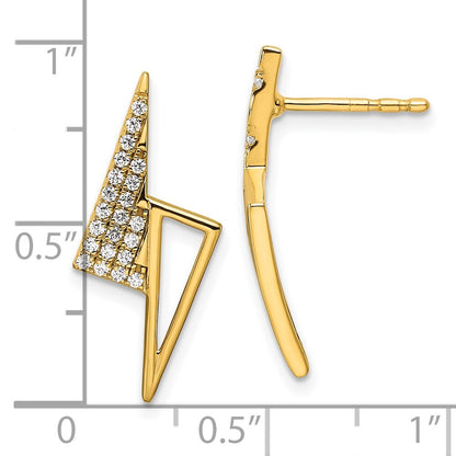 14k Yellow Gold Polished Diamond Geometric Fashion Stud Earrings