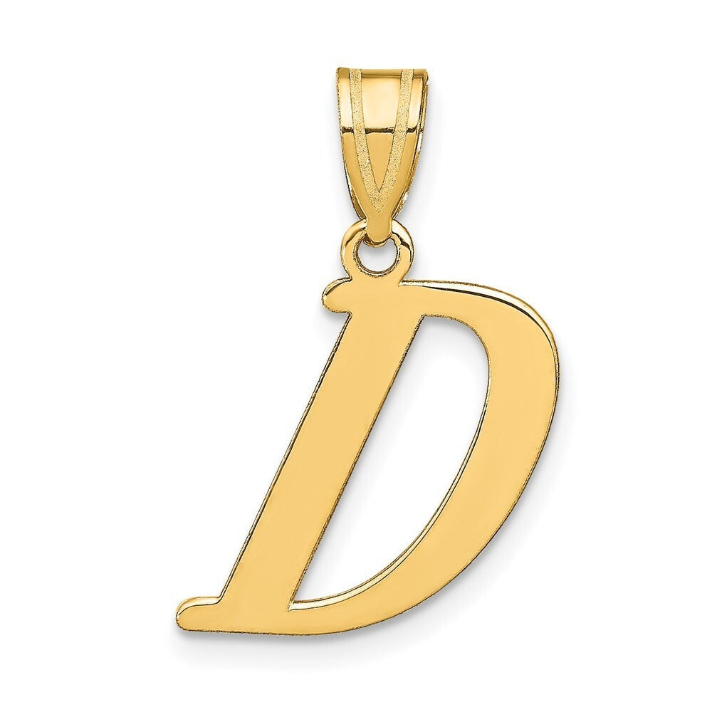14k Yellow Gold Polished Letter D Initial Pendant for Women