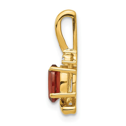 14k Yellow Gold Garnet and Diamond Pendant