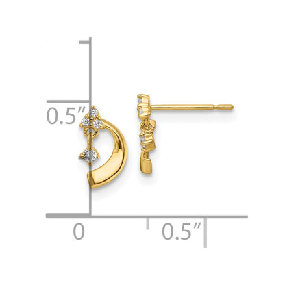14k Yellow Gold Cubic Zirconia Stud Earrings Gift for Women