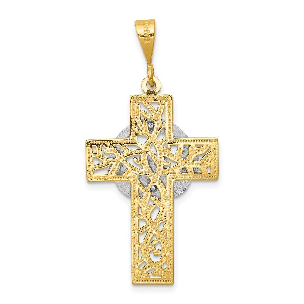 14k Two-tone Gold Claddagh Cross Pendant for Women