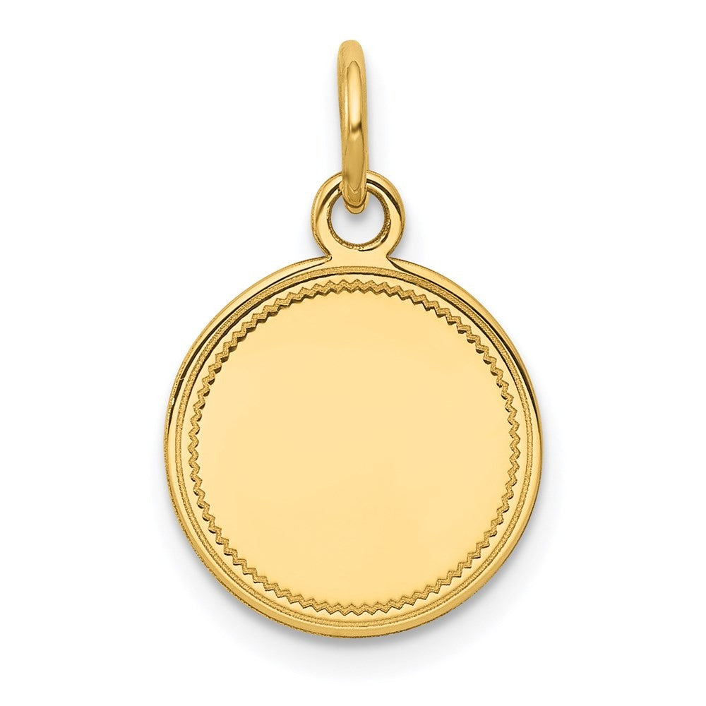 14k Yellow Gold Plain .027 Gauge Engravable Round Disc Charm