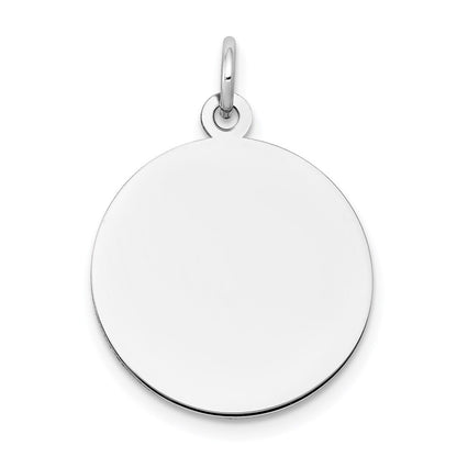 14k White Gold Plain .018 Gauge Round Engravable Disc Charm Pendant for Women
