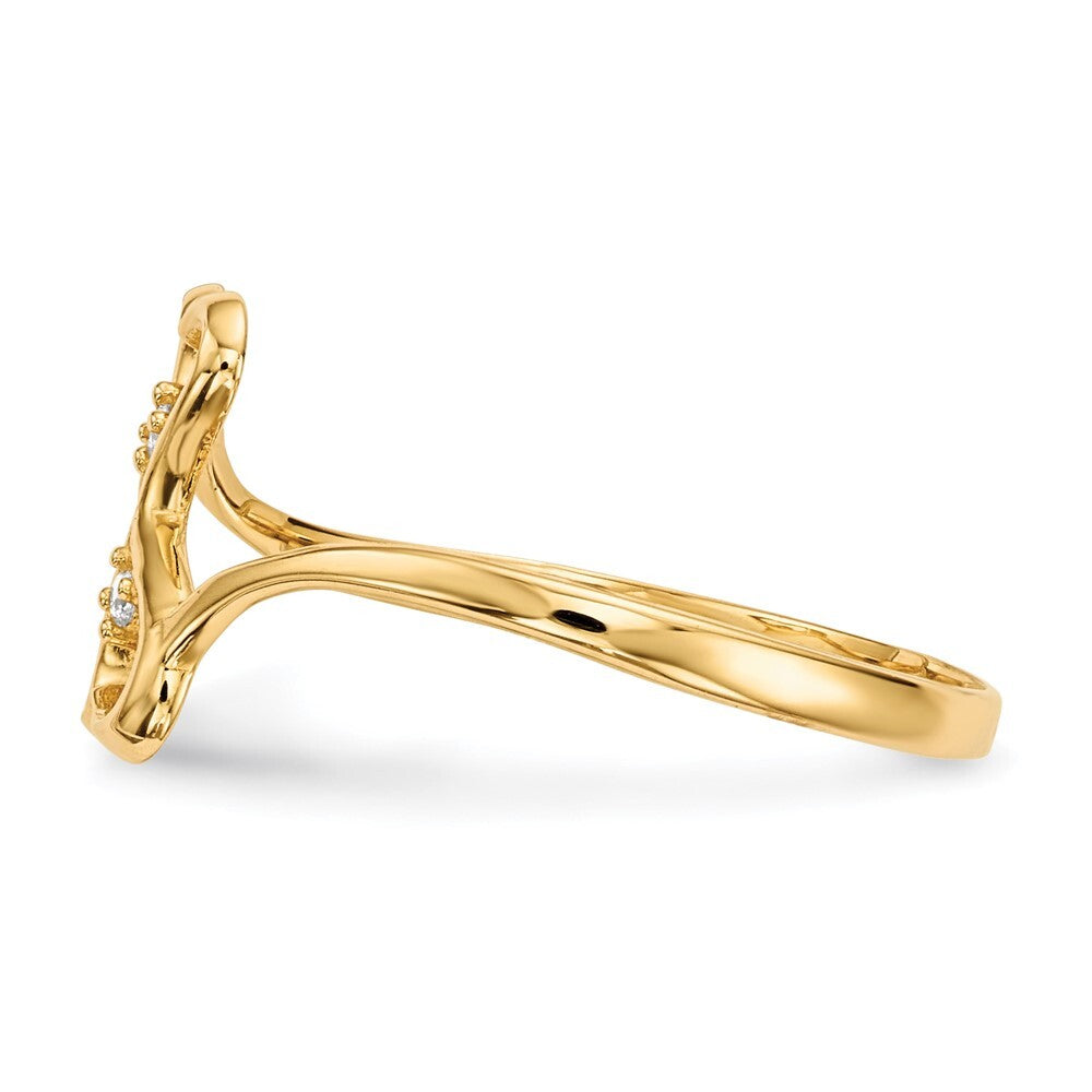 14K Yellow Gold CZ Double Heart Ring Size 7