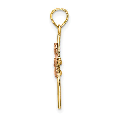 14k Two-tone Gold 2-D Boy On Cross Charm Pendant for Women