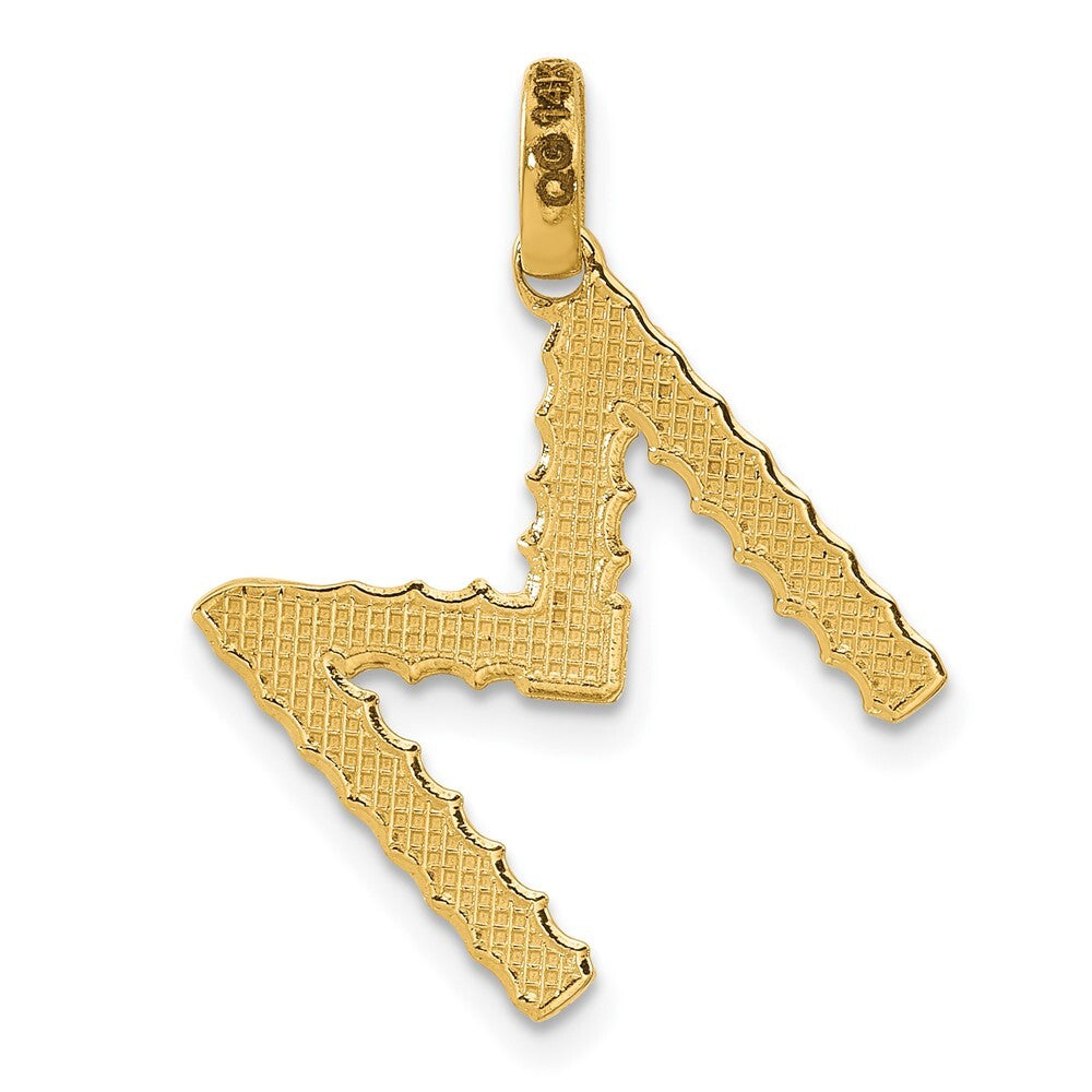 14k Yellow Gold Fancy Twist Letter M Pendant for Women
