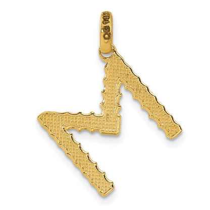 14k Yellow Gold Fancy Twist Letter M Pendant for Women
