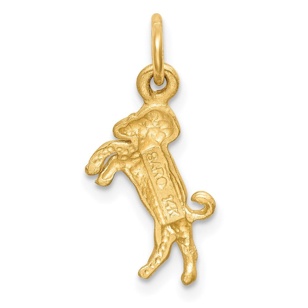 14k Yellow Gold Satin Diamond-cut Aries Zodiac Charm Pendant for Women
