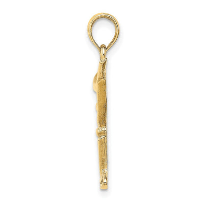14k Yellow Gold Polished Cut-Out Martini W/ Olive Charm