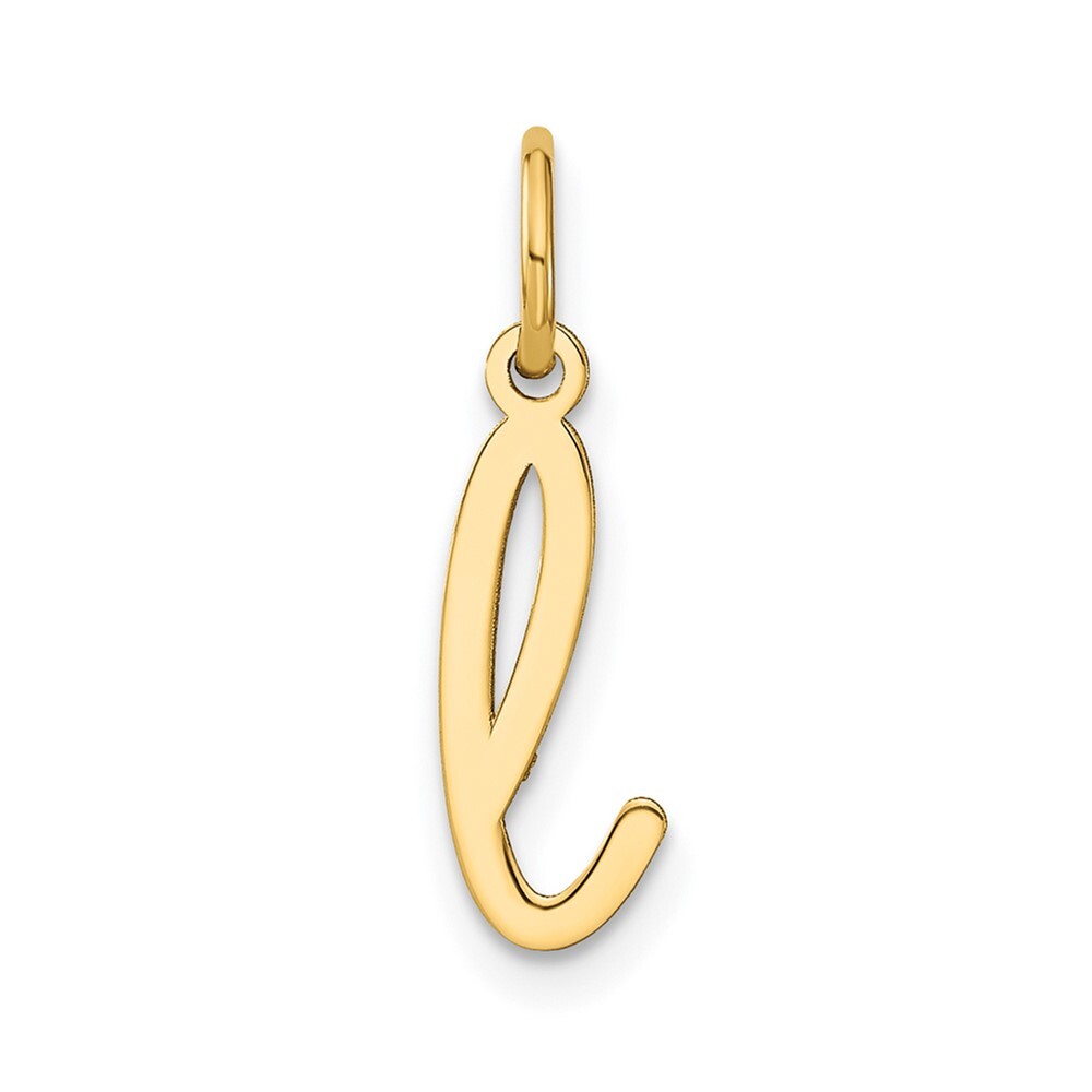 14k Yellow Gold Lower case Letter L Initial Charm Pendant for Women