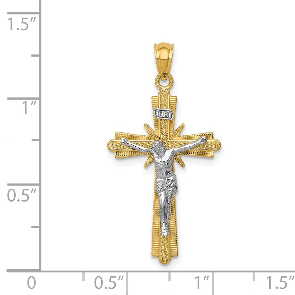 14k Two-tone Gold Gold Polished Crucifix Pendant for Women