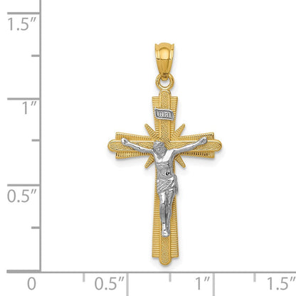 14k Two-tone Gold Gold Polished Crucifix Pendant for Women