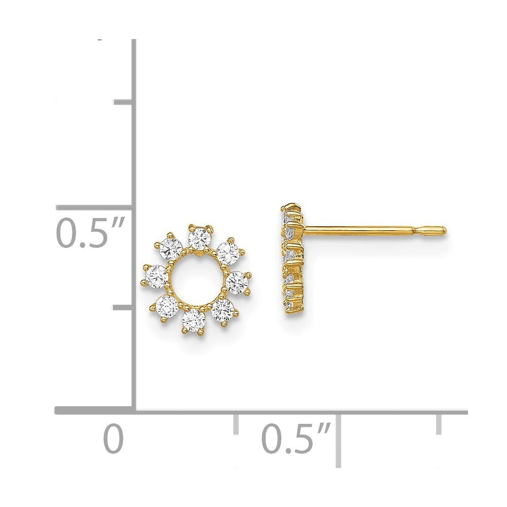 14k Yellow Gold Cubic Zirconia Circle Stud Earrings Gift for Women