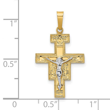 14k Two-tone Gold Solid Crucifix Pendant for Women