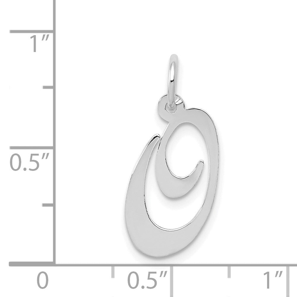 14k White Gold Medium Fancy Script Letter O Initial Charm Pendant for Women