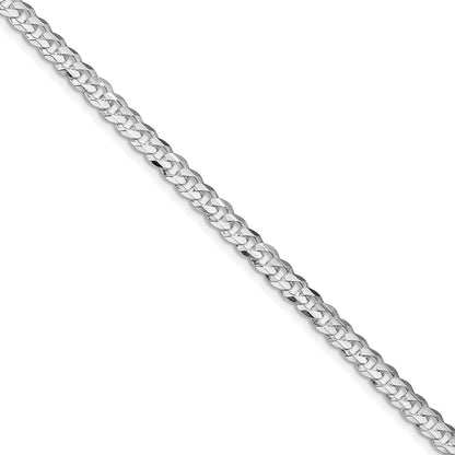 Sterling Silver Rhodium-plated 4.5mm Concave Beveled Curb Chain Necklace