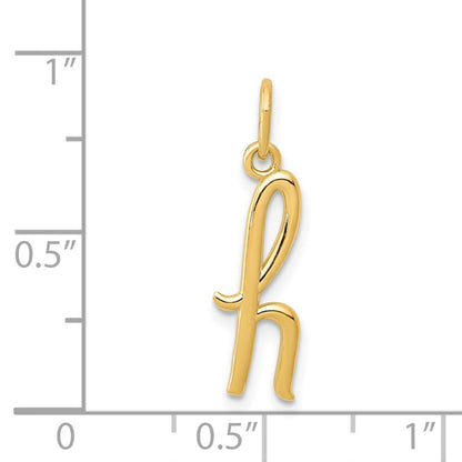 14k Yellow Gold Letter H Initial Charm Pendant