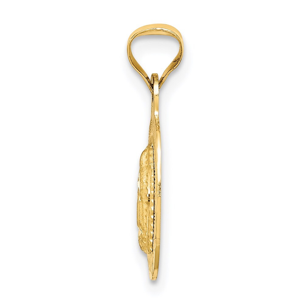 14k Yellow Gold Rhodium Diamond-Cut Lady Of Guadalupe Oval Pendant for Women