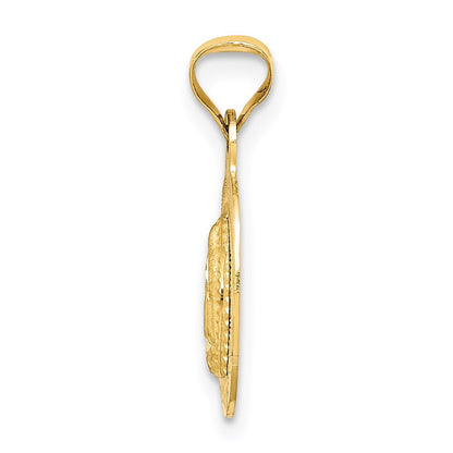 14k Yellow Gold Rhodium Diamond-Cut Lady Of Guadalupe Oval Pendant for Women