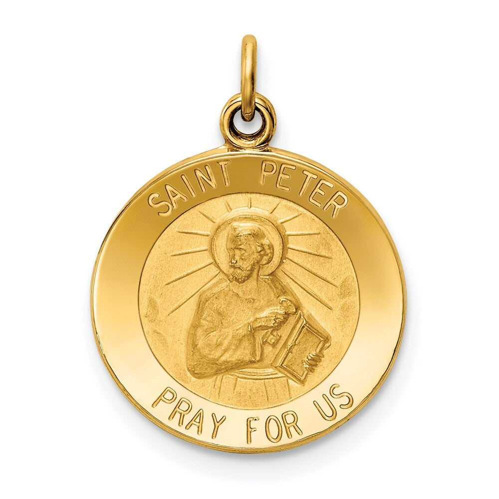 14k Yellow Gold Saint Peter Medal Charm Pendant for Women