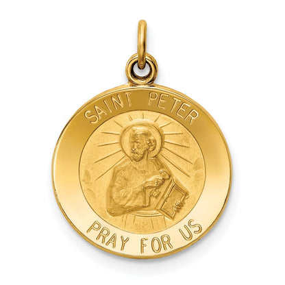 14k Yellow Gold Saint Peter Medal Charm Pendant for Women