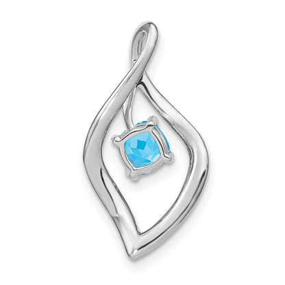 14k White Gold Blue Topaz and Diamond Pendant for Women