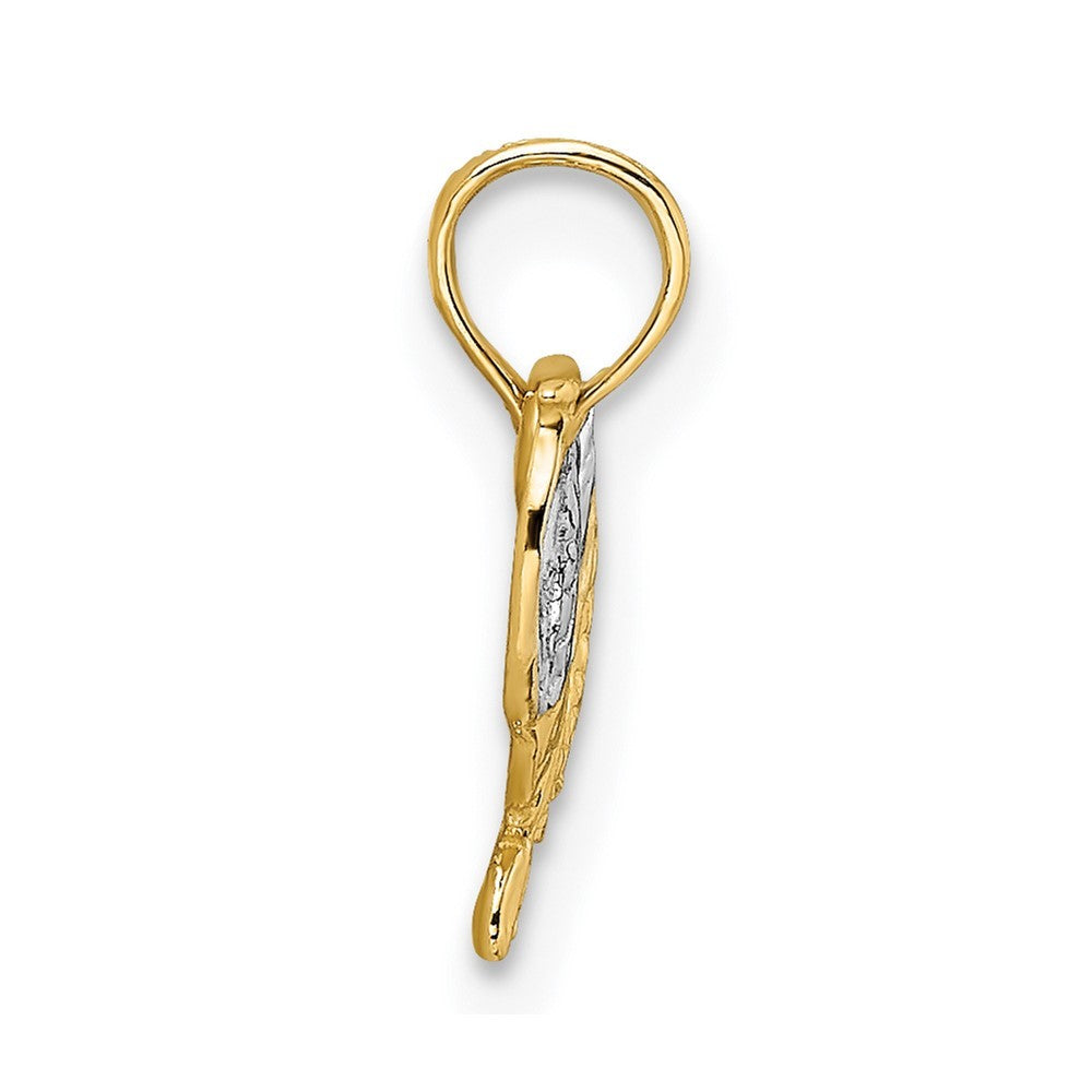 14k Yellow Gold with White Rhodium Saddle Pendant