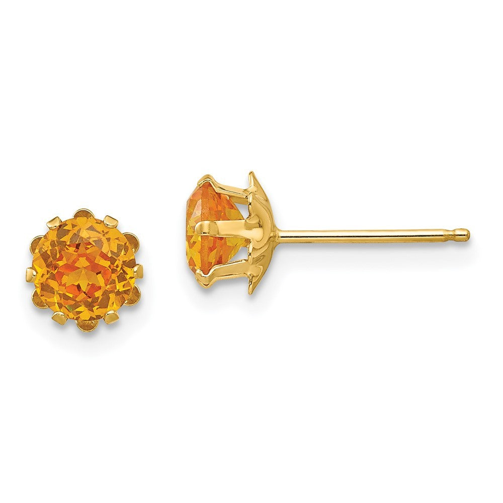 14k Yellow Gold Madi K 5mm CZ Birthstone (Nov) Earrings