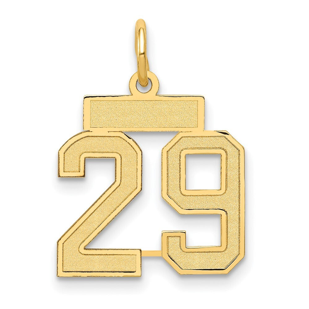 14k Yellow Gold Small Satin Number 29 Charm Pendant for Women