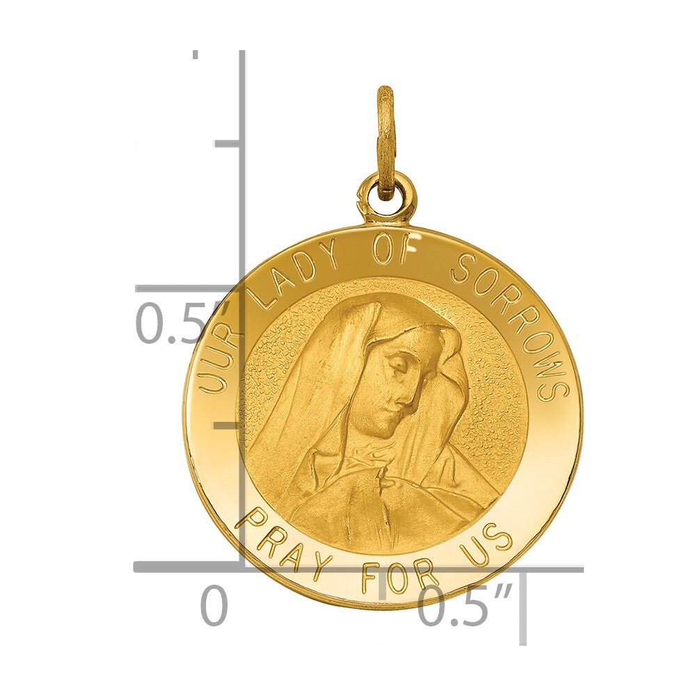 14k Yellow Gold Our Lady of Sorrows Medal Pendant for Women