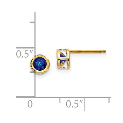 14k Yellow Gold Sapphire Stud Earrings - September Gift for Women
