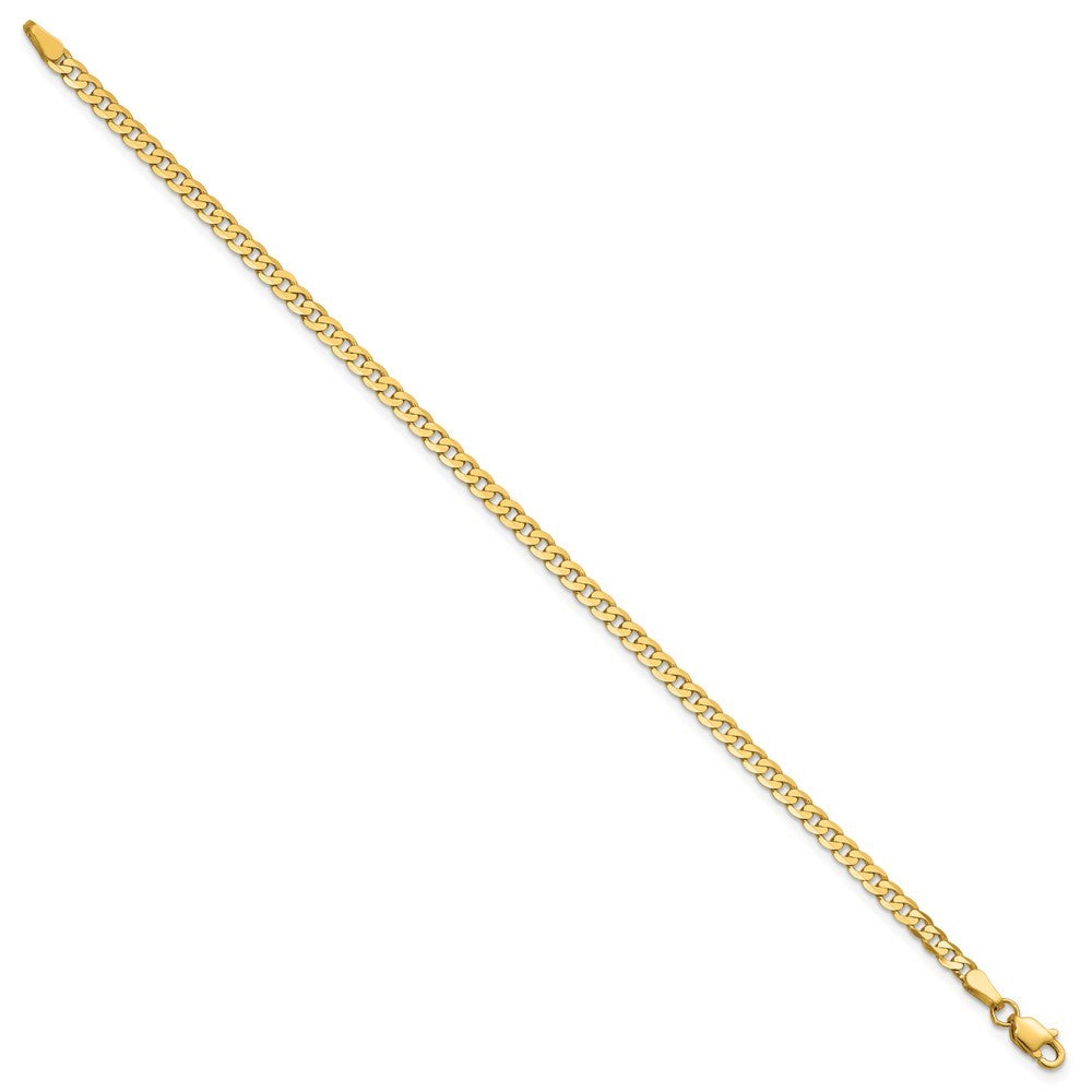 14k Yellow Gold 7 inch 2.9mm Flat Beveled Curb Bracelet