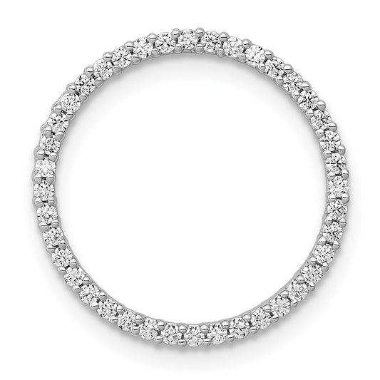 14k White Gold 1/4ct. Diamond Circle Chain Slide Pendant for Women