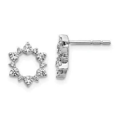 14k White Gold Diamond Fancy Sunburst Stud Earrings
