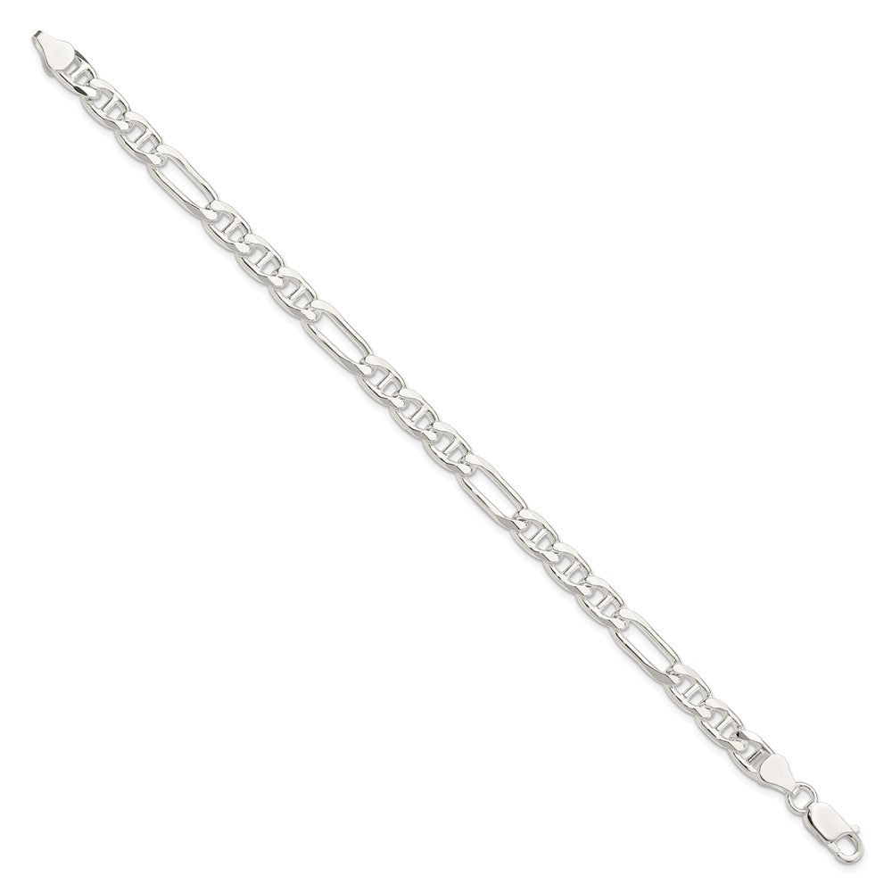Sterling Silver 6.5mm Figaro Anchor Chain Bracelet