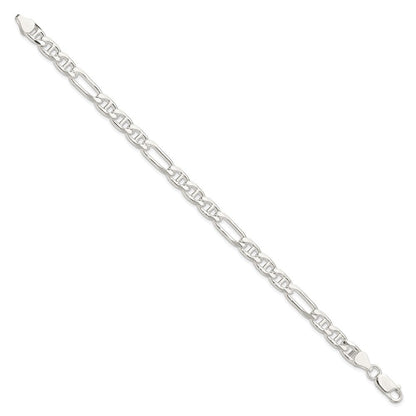 Sterling Silver 6.5mm Figaro Anchor Chain Bracelet