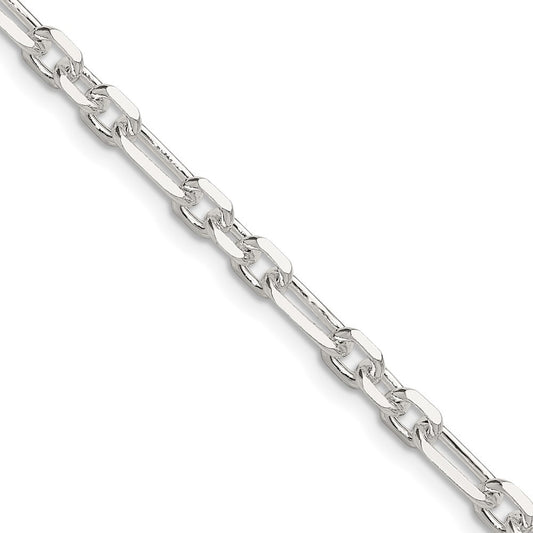 Sterling Silver Diamond-Cut 4.5mm 3 Short Plus 1 Long Cable Link Chain Necklace