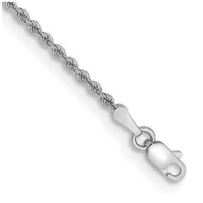 14K White Gold 8 inch 2mm Regular Rope Chain Bracelet