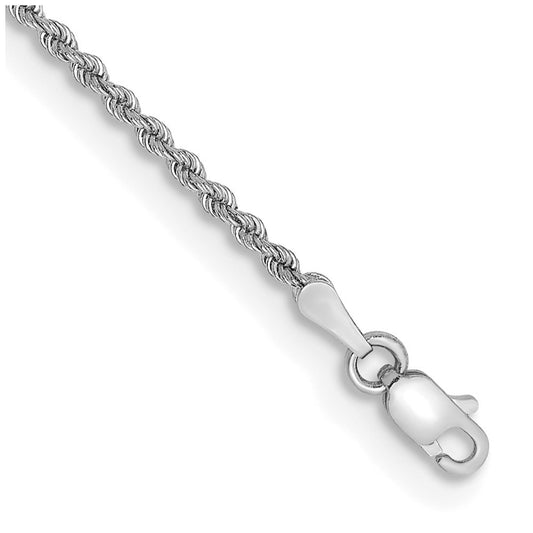 14K White Gold 8 inch 2mm Regular Rope Chain Bracelet
